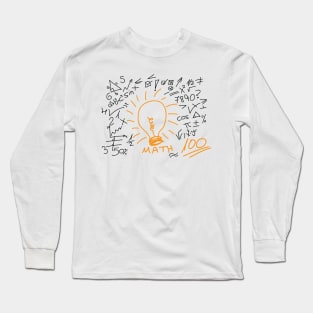 Hand drawn maths symbol and elements around orange bulb Long Sleeve T-Shirt